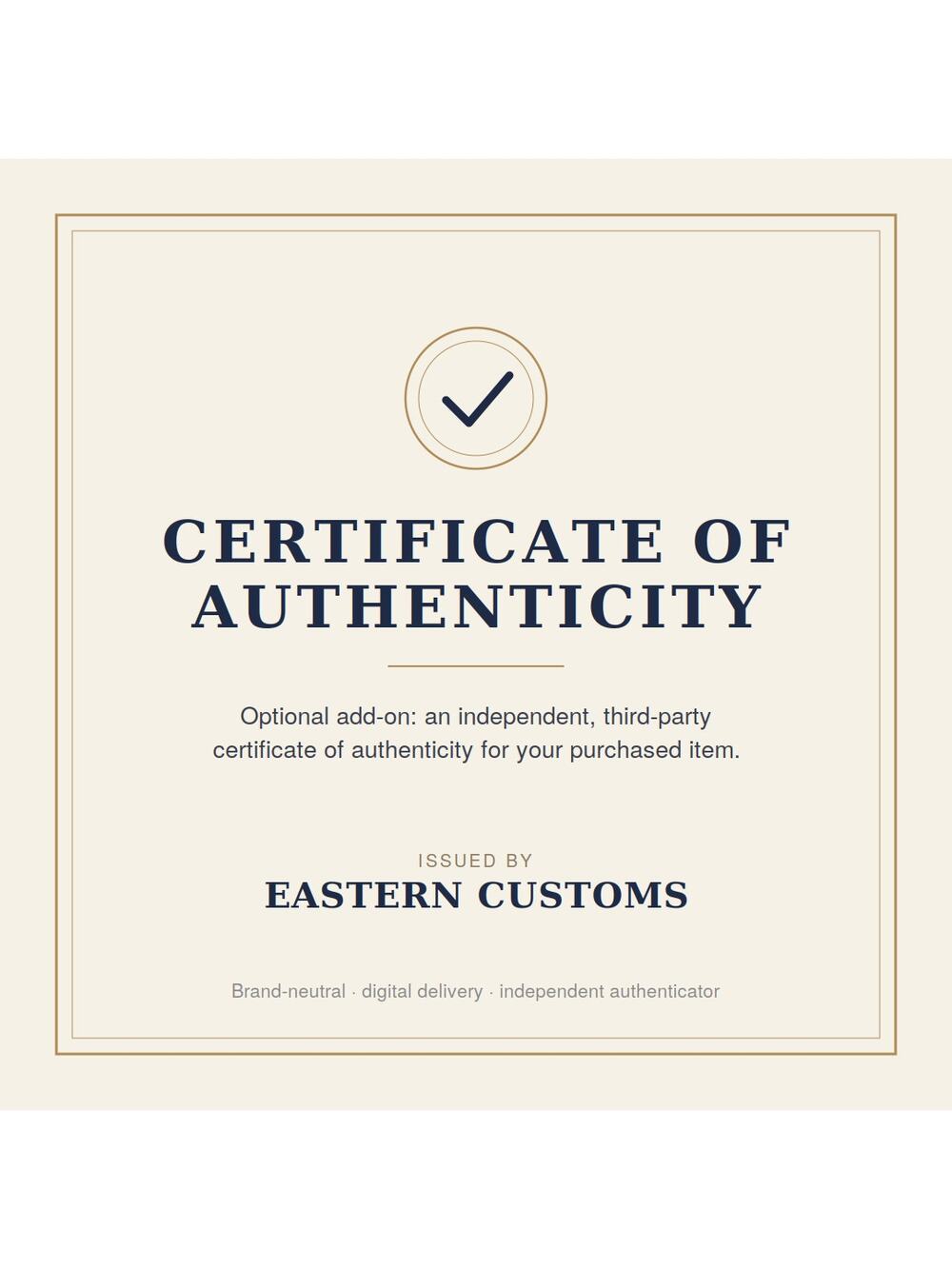 Certificate of Authenticity (Authentication Add-On)